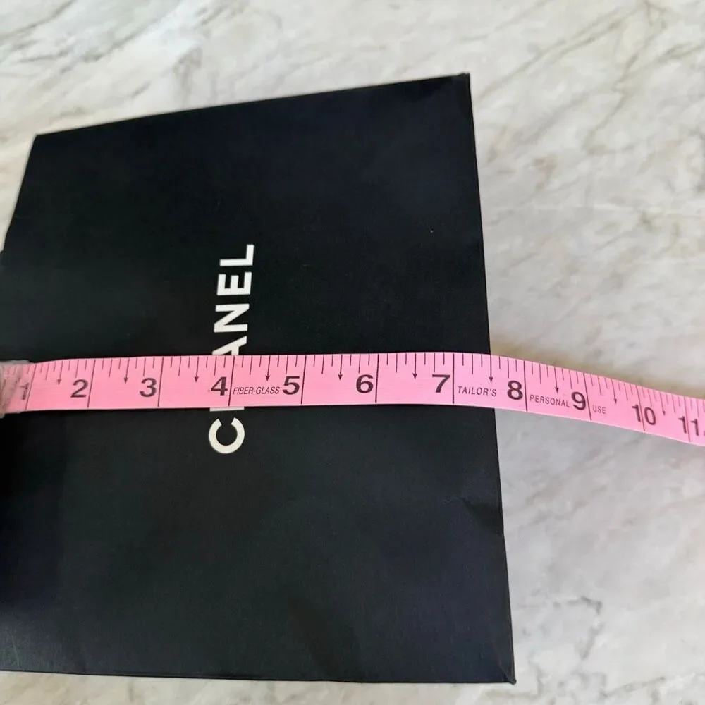 Authentic CHANEL Black Shopping Gift Bag Paper Bag Rope Handles 9x8x4 Empty